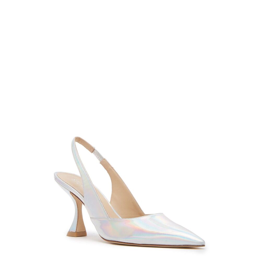 NWI Stuart Weitzman Xcurve 85 Slingback Heels in Iridescent Patent Leather Sz 5